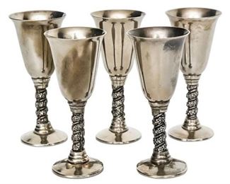 74. Set of Five 5 LEMSA Silver Plate Cordials