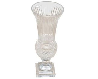 76. Contemporary Cut Glass Vase wStepped Base