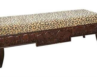 79. Safari Themed Carved Bench