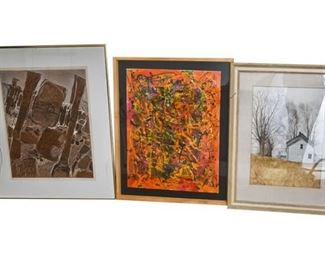 100. Group Lot of Artwork wAbstract MCM Painting