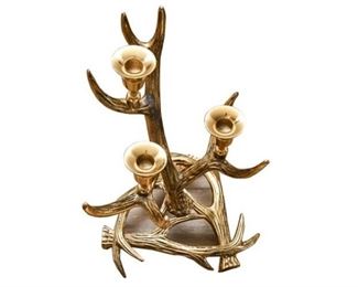 108. Brass Antler Form Candelabra