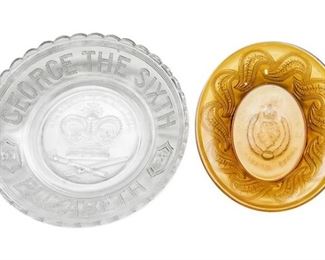 113. Pair of Depression Glass English Royal Family Commemorative Plates