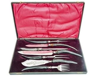 116. Vintage Sheffield England 7 Piece Carving Set wPresentation Box