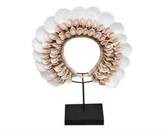 117. Polynesian Style Shell Headress wDisplay Stand