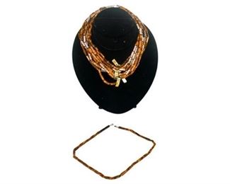 136. Lot Ten 10 Tigers Eye Stone Necklaces