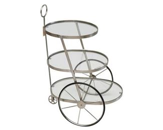 141. Rolling Three 3 Tier Contemporary Modern Bar Cart