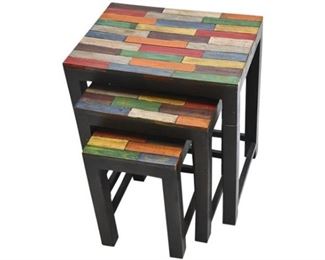 177. Contemporary Set of Three 3 Nesting Tables