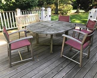 Gloster teak table & chairs