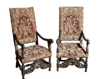 12. Pair of Antique Charles II Style Armchairs
