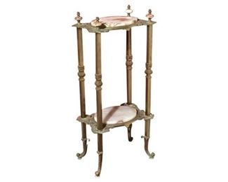 14. Antique Bronze Marble Plant Stand