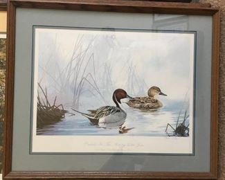 "Pintails in The Mist" Signed & Numbered by ZETTIE JONES  (1991 Illinois Ducks Unlimited Sponsor Print)