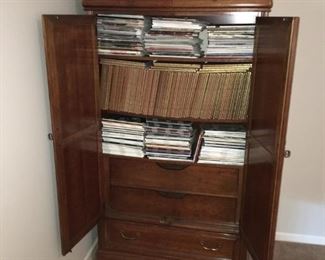 Cabinet filled with sporting and auto magazines