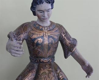 Wood Carved Shepherd Boy w/shelf