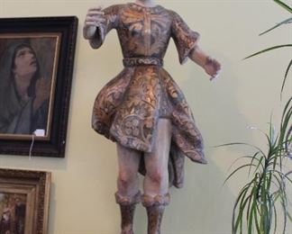 Wood carved Shepherd Boy w/shelf