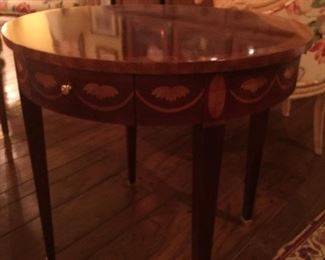 Mahogany side table with inlay design