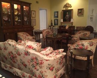 set of 4 continental barrel back chairs - carved frames and Rams heads