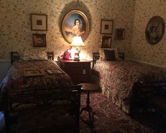 Baker mahogany twin beds