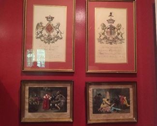 Glass encased french cloth prints