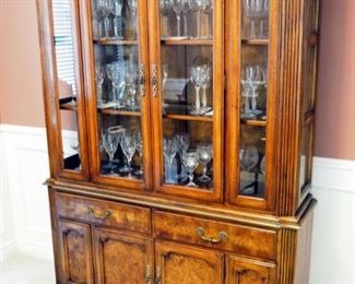 Solid Wood Hutch with Barrell Wood, Lighted, Inlay, With 2 Drawers And Under Storage, 79" H x 56 W .5 x 15" D