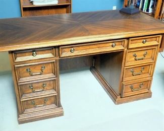 Solid Wood 9 Drawer Executive Desk, 30.5" H x 63" W x 32" D