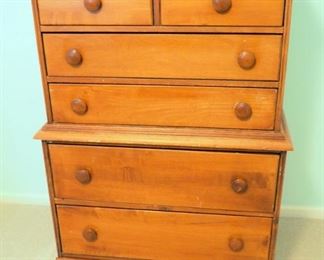 Vintage 6 Drawer Solid Maple Wood Dresser, 47.5" H x 33" W x 19.5" D