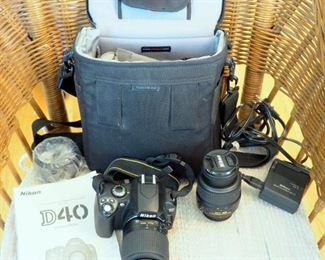 Nikon D40 With DX Lens-18-55mm, Charging Cable With Extra Battery And Carrying Case