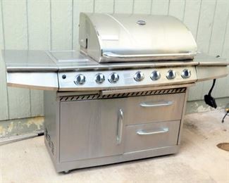 Charmglow Gourmet Series 4 Burner Propane Gas Grill, With Side Burner, 2 Drawers And Propane Cabinet