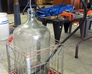 Five Gallon Glass Water Jar, Beverage Dispenser, Wire Milk Crate And More