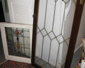 Leaded glass door and stain glass window
