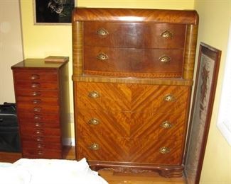 Nice waterfall highboy  and 12 tray cabinet