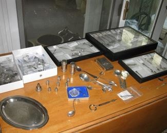 Sterling silver forks, spoons, thimbles and salt spoons