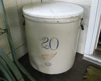 20 Gal Red Wing crock   The top is cultured marble to use as a table