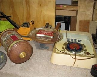 2 Miller Lite sign and Budweiser sign