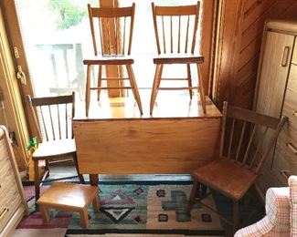 Antique Drop Leaf Dining Table and 4 Chairs