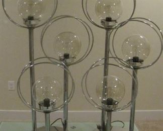 Mid Century Modern 3 globe atomic table lamps - clean !