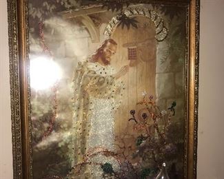 KRIEBEL & BATES RELEGIOUS PRINT JESUS CHRIST KNOCKING FRAMED