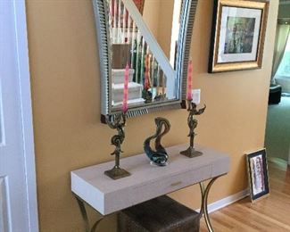 FAUX SNAKE SKIN ENTRY TABLE W/DRAWER
