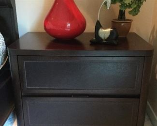 MATCHING (2) NIGHTSTANDS 30 X 18 X 22 W/LEATHER DRAWER FRONT