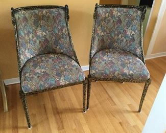 ROY & BENOT OF QUEBEC - METAL FRAME ARMLESS CHAIRS W/SNAKE HEAD TOP ACCENT
