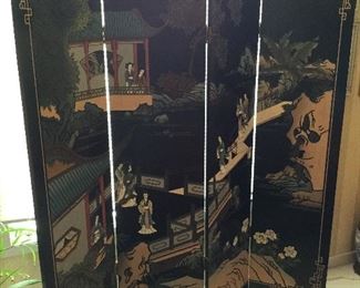 FOUR PANEL ROOM DIVIDER ASIAN THEME