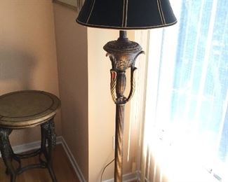 IRON FLOOR LAMP W/BLACK SHADE
