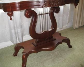 Lyre based marble top table