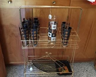 Bar cart with the glasses