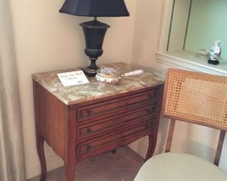 Pair marble top small chests