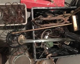 Hardware, Radiator covers, original door knobs, Brackets, old doorbell covers, bells, etc.