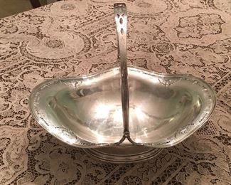 Large Sterling Handled Basket