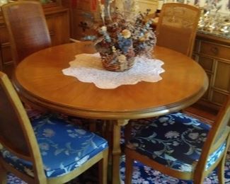 Pedestal table with four matching chairs