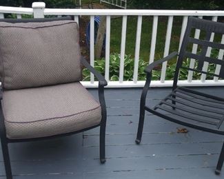 Two of A set of six patio chairs with matching table