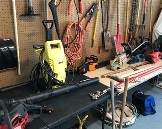 More lawn tools, gas cans and pick axes