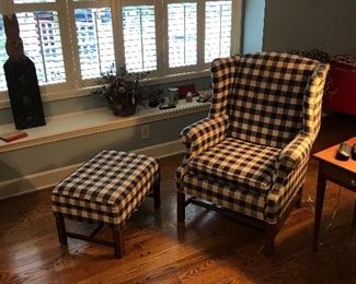  Fabric chair and matching ottoman